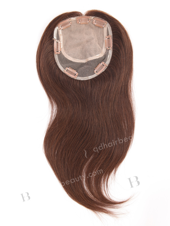 Clip In Crown Filler Hair Pieces Chocolate Brown Premium Remy Human Hair Topper | In Stock 5.5"*6" European Virgin Hair 14" Straight Color 3# Silk Top Hair Topper-102